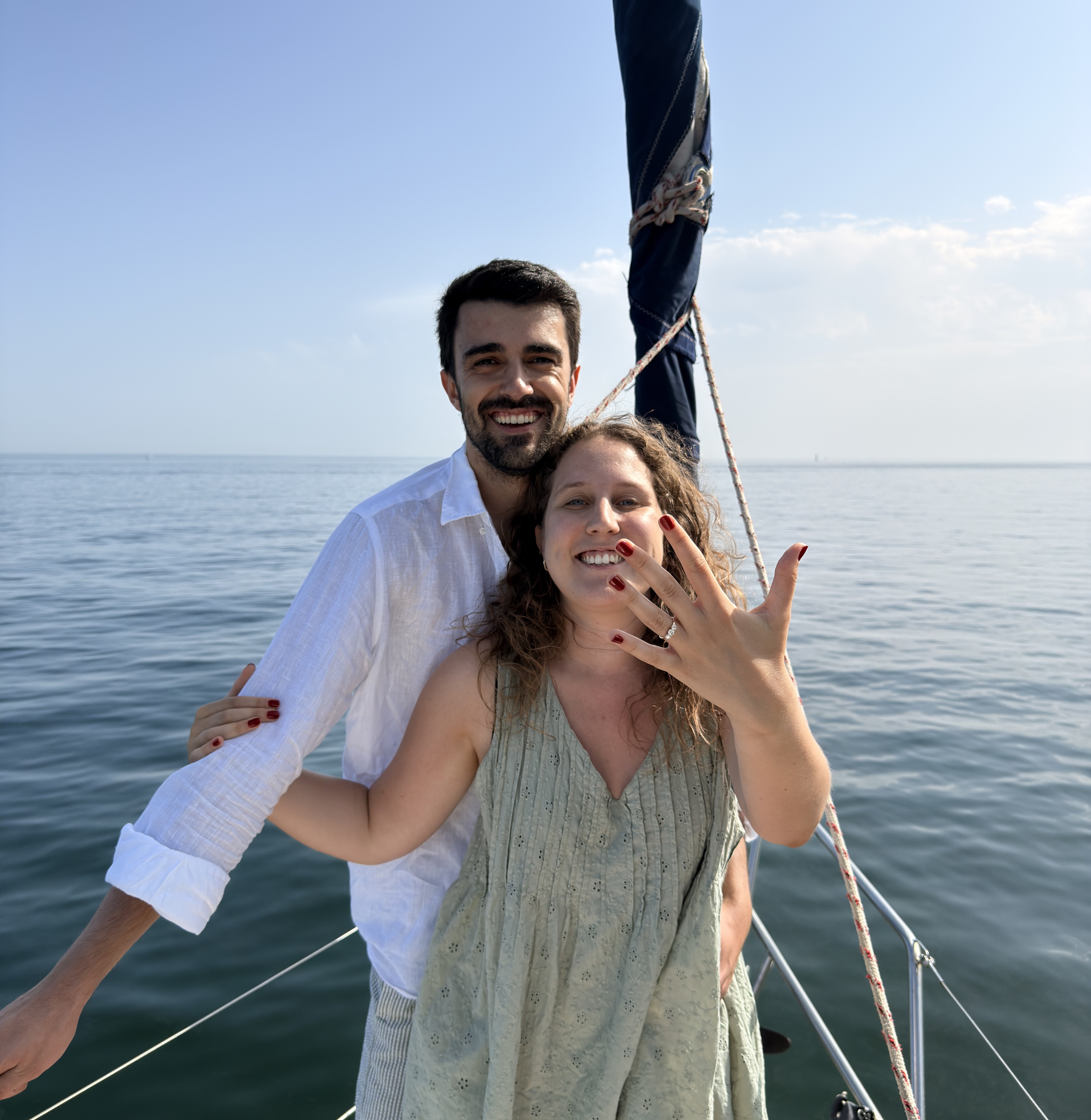 Inês and Pedro on a sailboat
